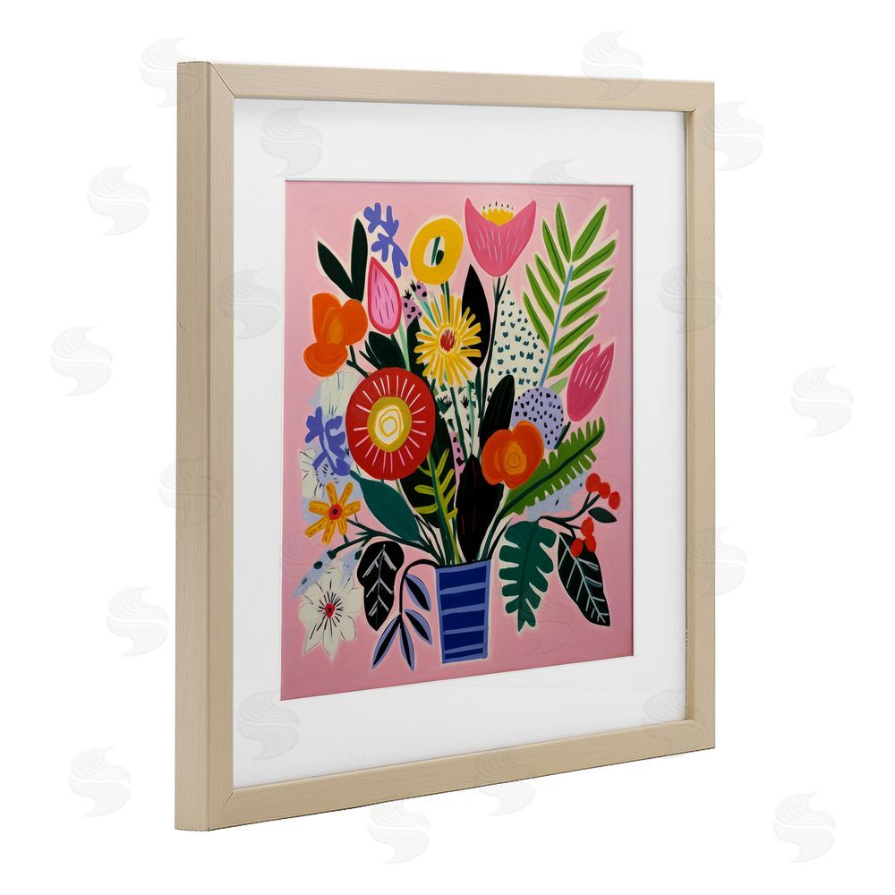 Lazar Studio Floral Flourish Summer Bouquet Brown Framed Print Under Glass Wall Art