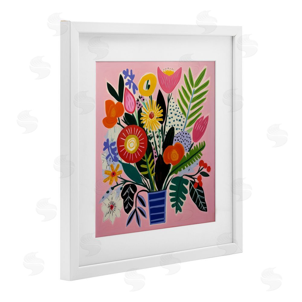 Lazar Studio Floral Flourish Summer Bouquet White Framed Print Under Glass Wall Art
