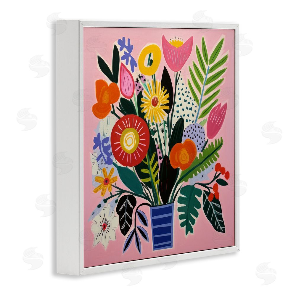 Lazar Studio Floral Flourish Summer Bouquet White Framed Giclee Wall Art