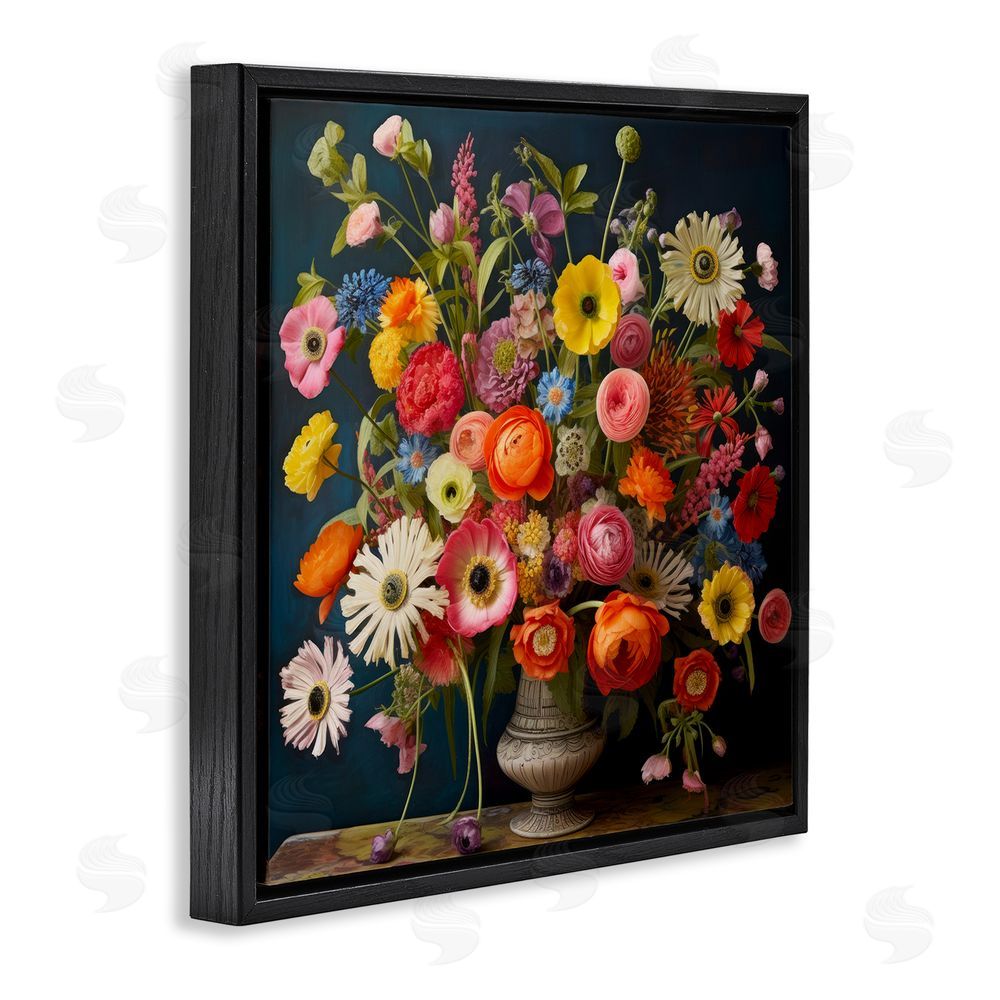 Lazar Studio Harmonious Garden Bouquet Black Floating Framed Canvas Wall Art