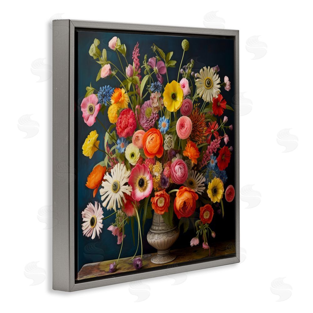 Lazar Studio Harmonious Garden Bouquet Gray Floating Framed Canvas Wall Art