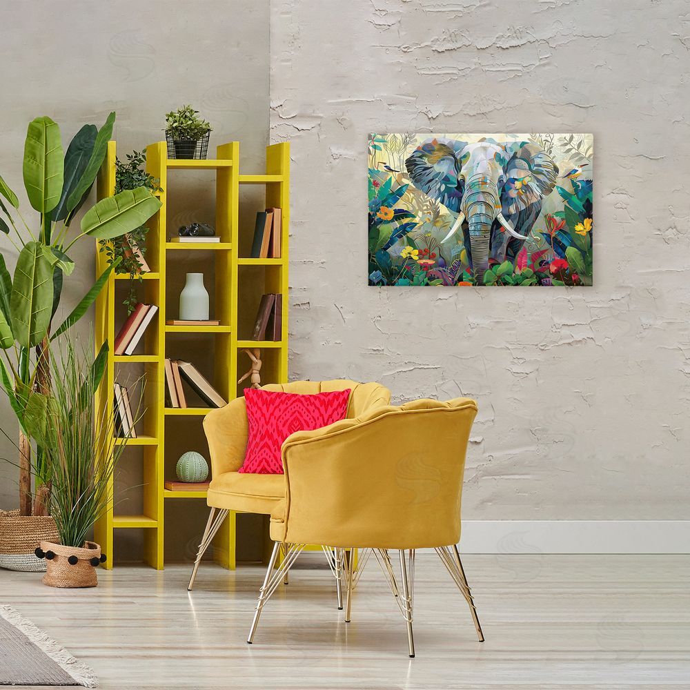Lazar Studio Elephant's Realm in Tropical Bloom Stretched Canvas Wall Art in Room