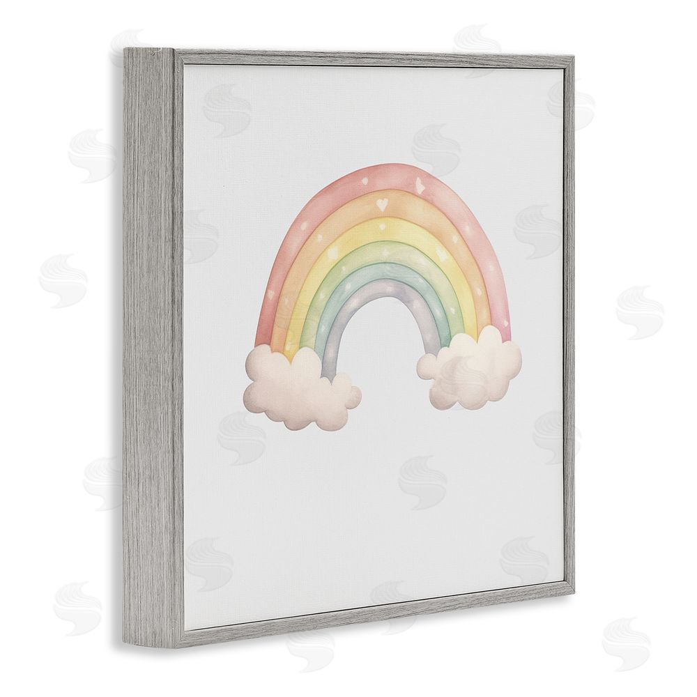 Karen Smith Dreamy Pastel Rainbow with Clouds Gray Framed Giclee Wall Art Print