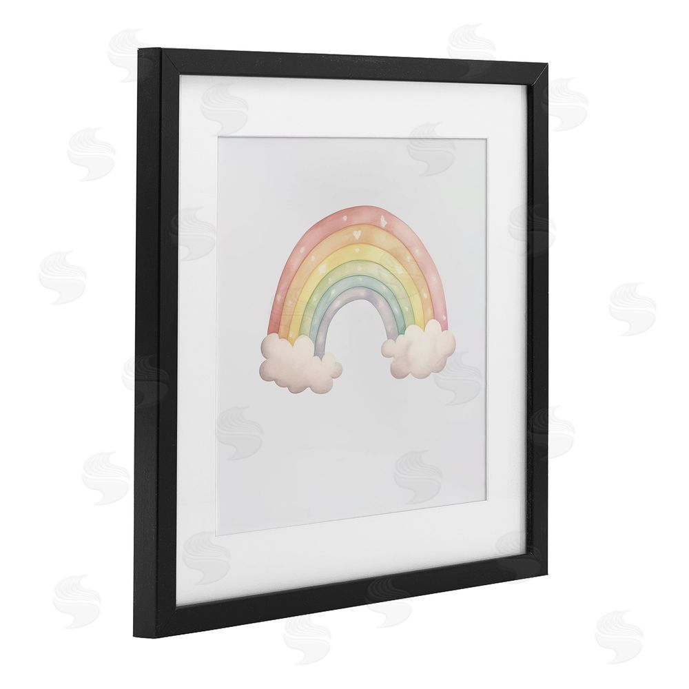 Karen Smith Dreamy Pastel Rainbow with Clouds Black Framed Print Under Glass Wall Art