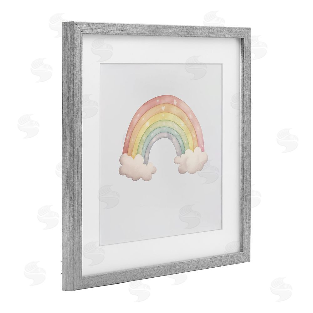 Karen Smith Dreamy Pastel Rainbow with Clouds Gray Framed Print Under Glass Wall Art