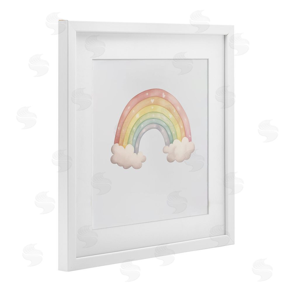 Karen Smith Dreamy Pastel Rainbow with Clouds White Framed Print Under Glass Wall Art