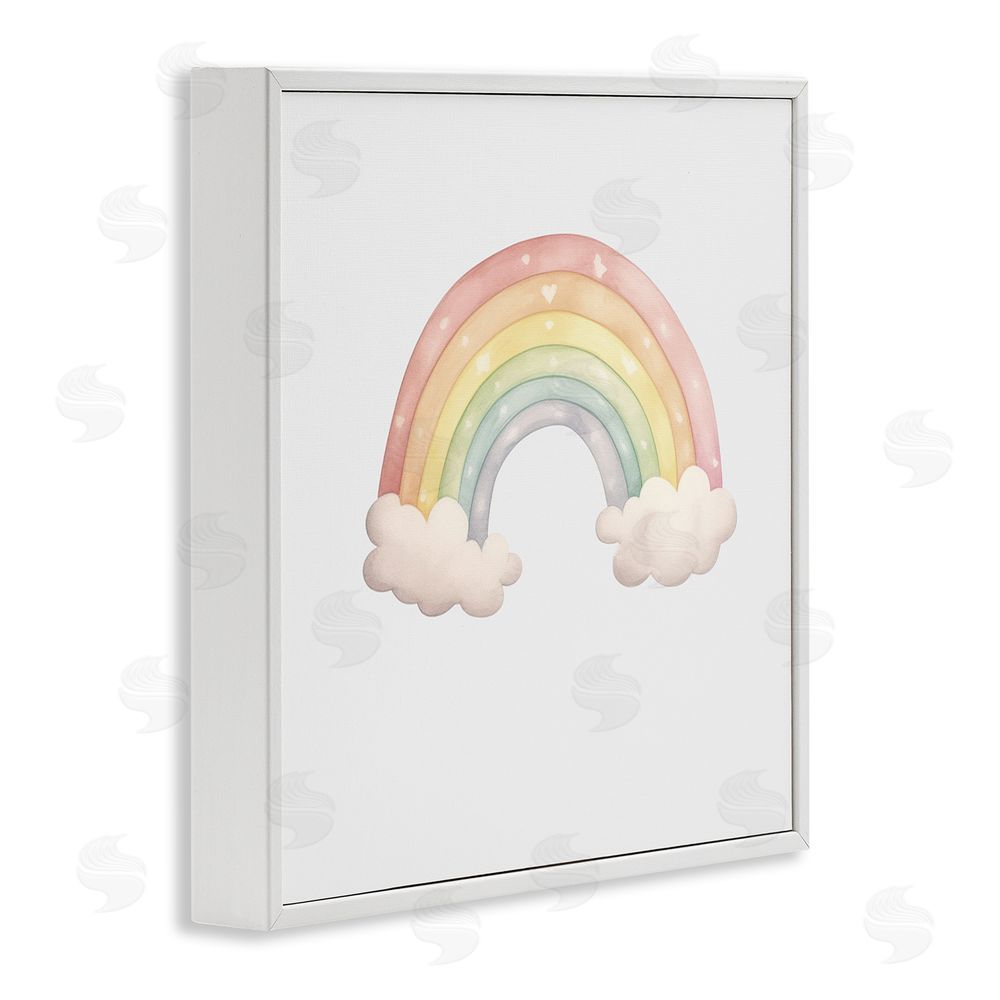 Karen Smith Dreamy Pastel Rainbow with Clouds White Framed Giclee Wall Art Print