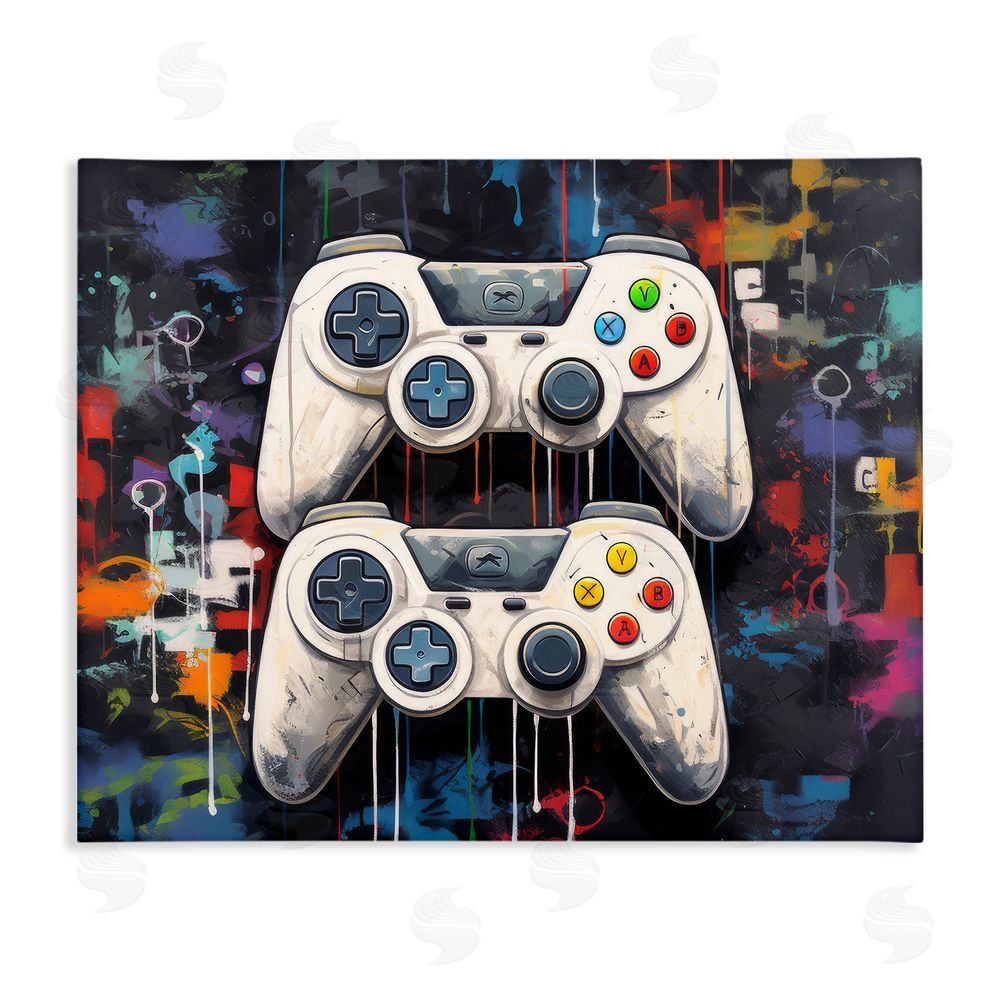 Lazar Studio Joystick Journeys with Paint Splatter Stretched Canvas Wall Art