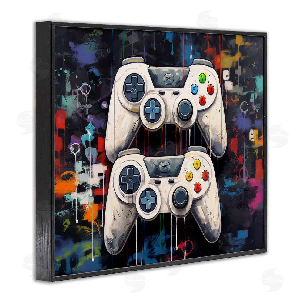 Lazar Studio Joystick Journeys with Paint Splatter Black Framed Giclee Wall Art