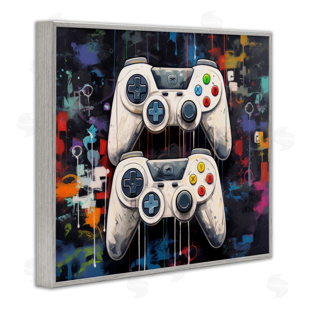 Lazar Studio Joystick Journeys with Paint Splatter Gray Framed Giclee Wall Art