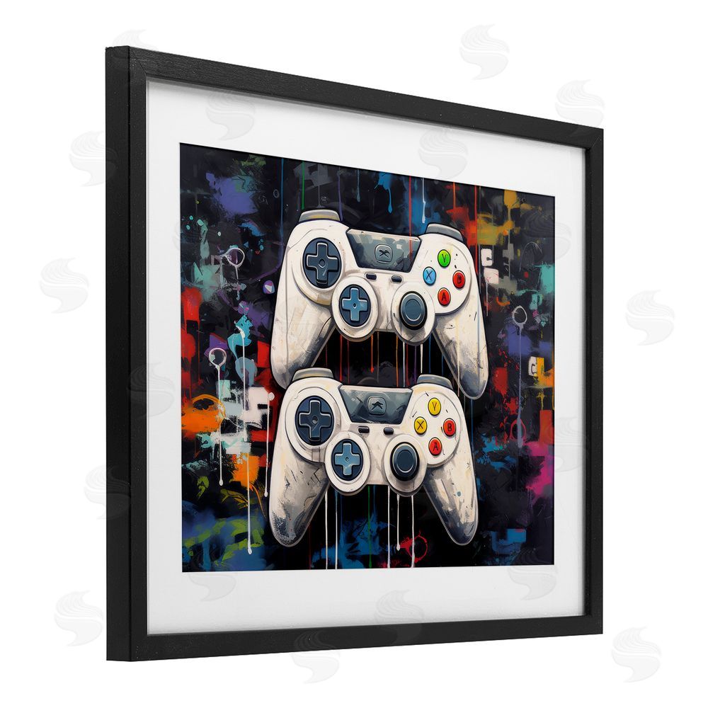 Lazar Studio Joystick Journeys with Paint Splatter Black Framed Print Under Glass Wall Art