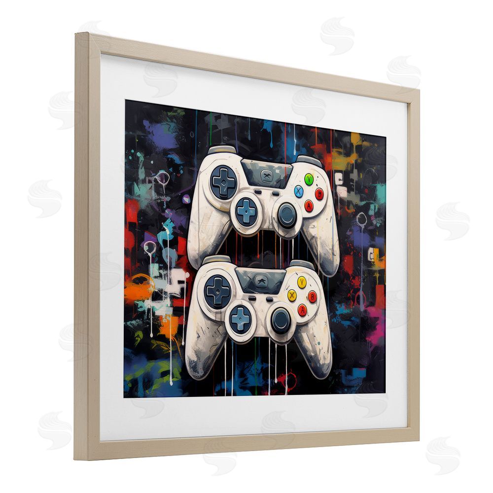 Lazar Studio Joystick Journeys with Paint Splatter Brown Framed Print Under Glass Wall Art