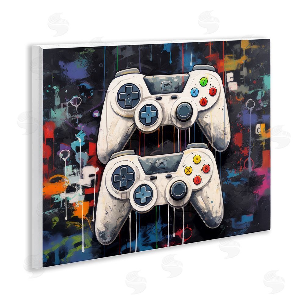 Lazar Studio Joystick Journeys with Paint Splatter Wall Plaque Home Decor Art Print