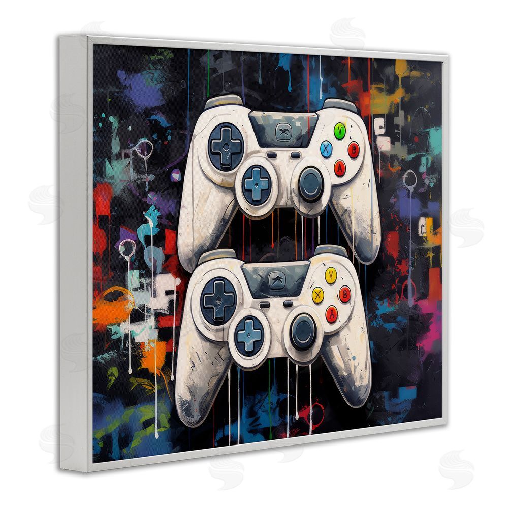 Lazar Studio Joystick Journeys with Paint Splatter White Framed Giclee Wall Art