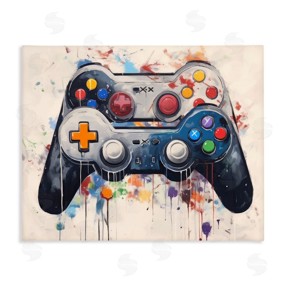 Lazar Studio Joystick Journeys Controller Duo Stretched Canvas Wall Art