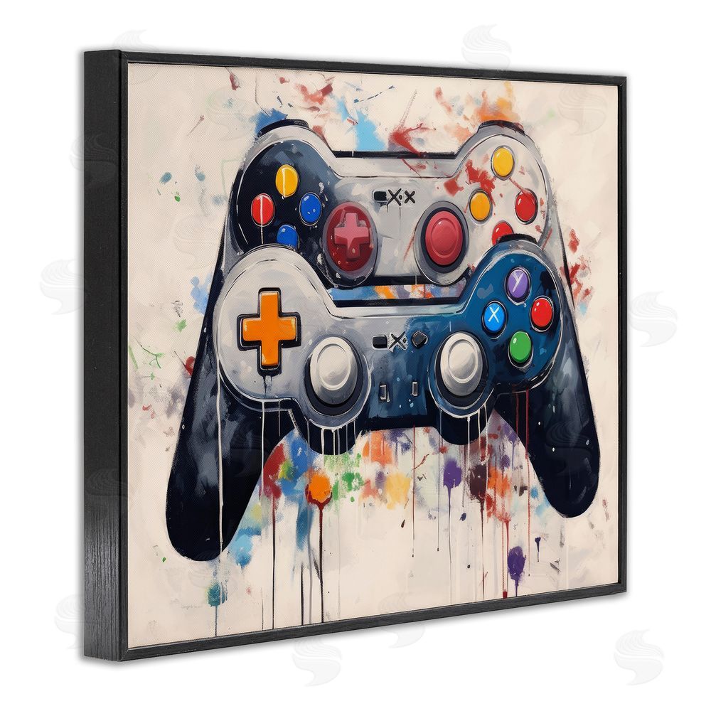 Lazar Studio Joystick Journeys Controller Duo Black Framed Giclee Wall Art