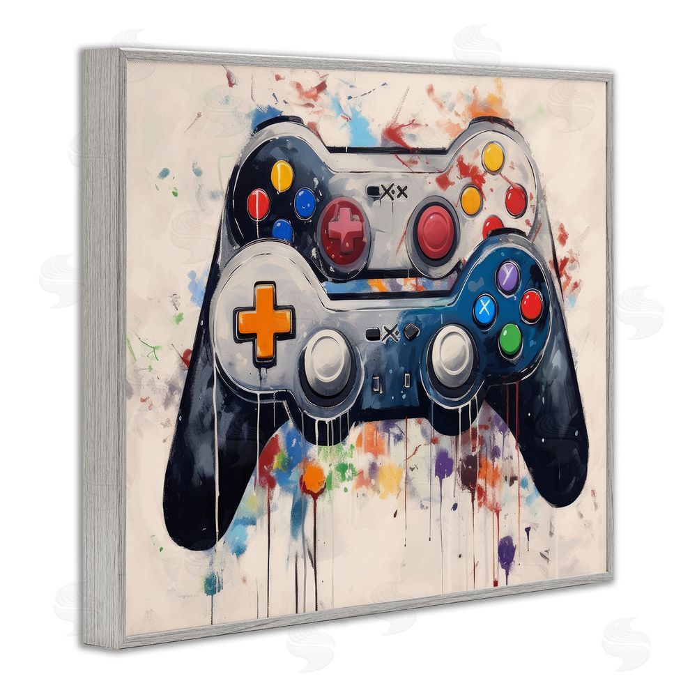 Lazar Studio Joystick Journeys Controller Duo Gray Framed Giclee Wall Art