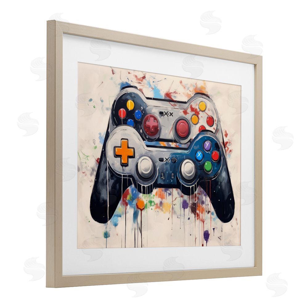 Lazar Studio Joystick Journeys Controller Duo Brown Framed Print Under Glass Wall Art