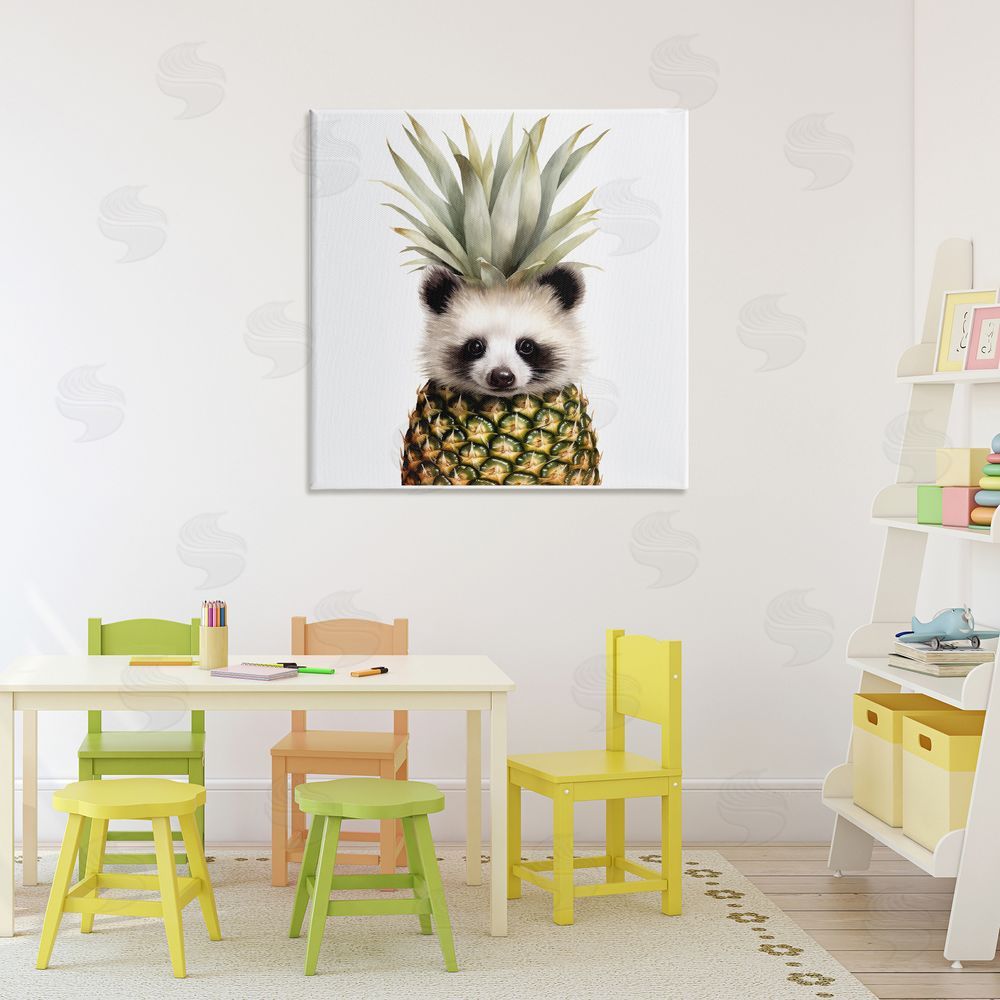 Lazar Studio Pineapple Panda Cub Stretched Canvas Wall Art in Room