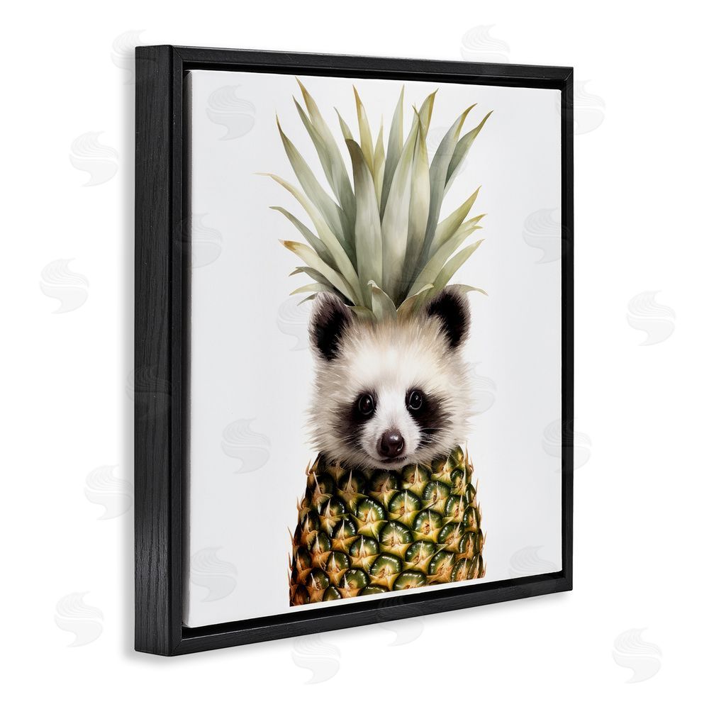 Lazar Studio Pineapple Panda Cub Black Floating Framed Canvas Wall Art