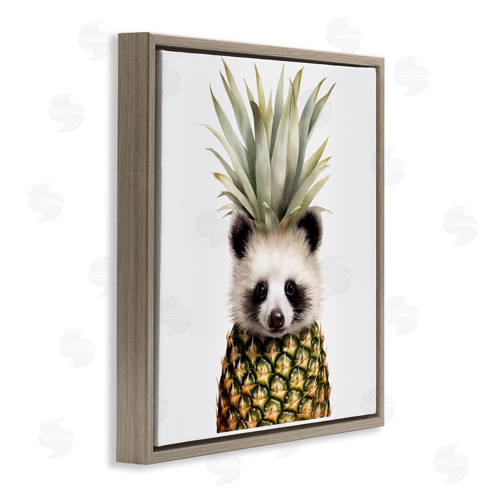 Lazar Studio Pineapple Panda Cub Brown Floating Framed Canvas Wall Art
