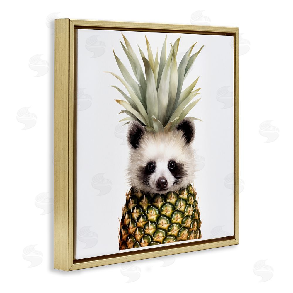 Lazar Studio Pineapple Panda Cub Gold Floating Framed Canvas Wall Art