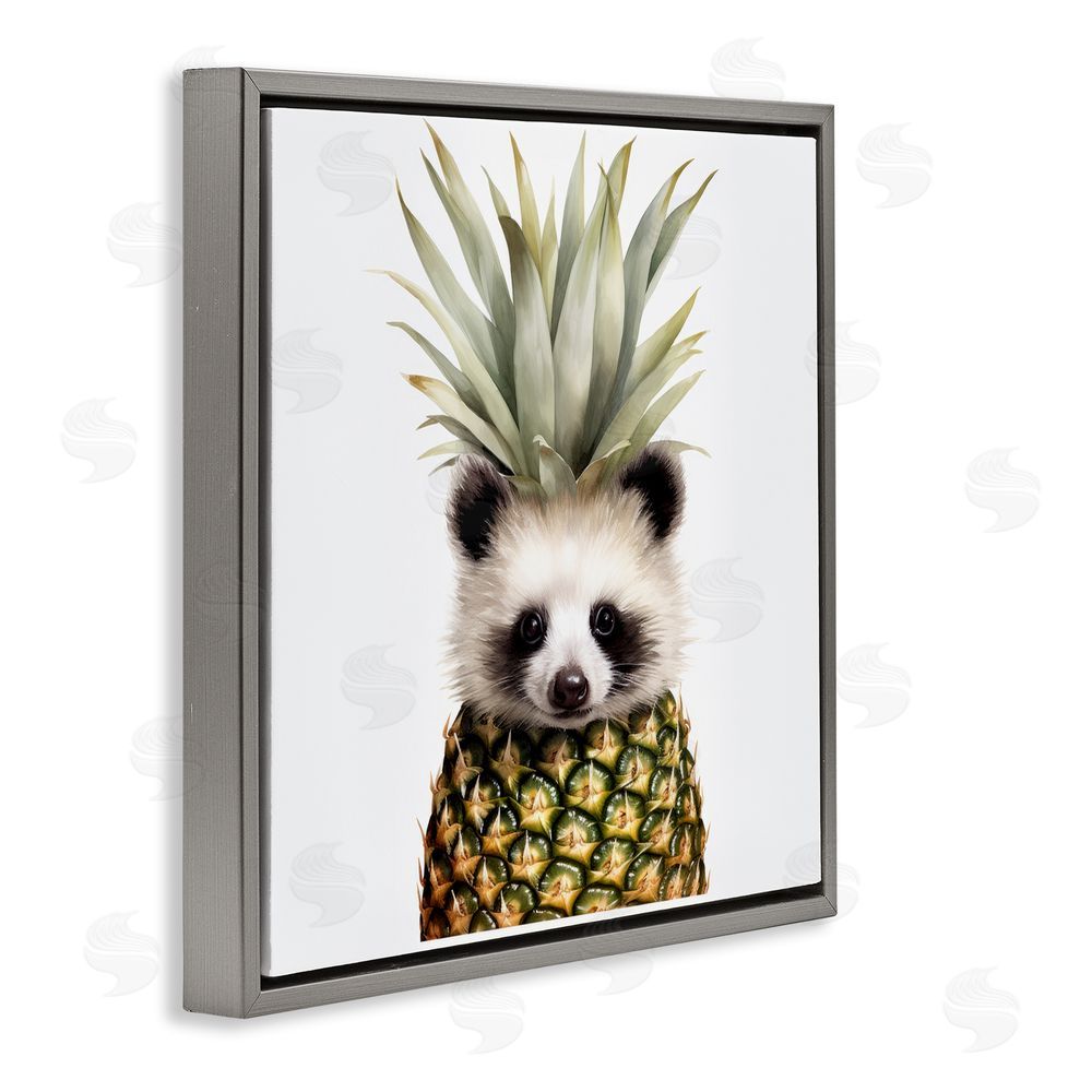 Lazar Studio Pineapple Panda Cub Gray Floating Framed Canvas Wall Art