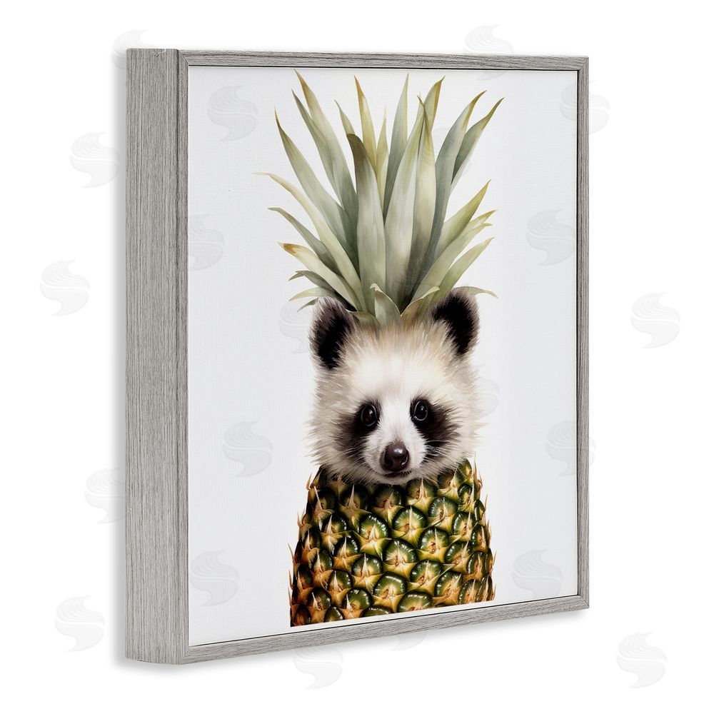 Lazar Studio Pineapple Panda Cub Gray Framed Giclee Wall Art