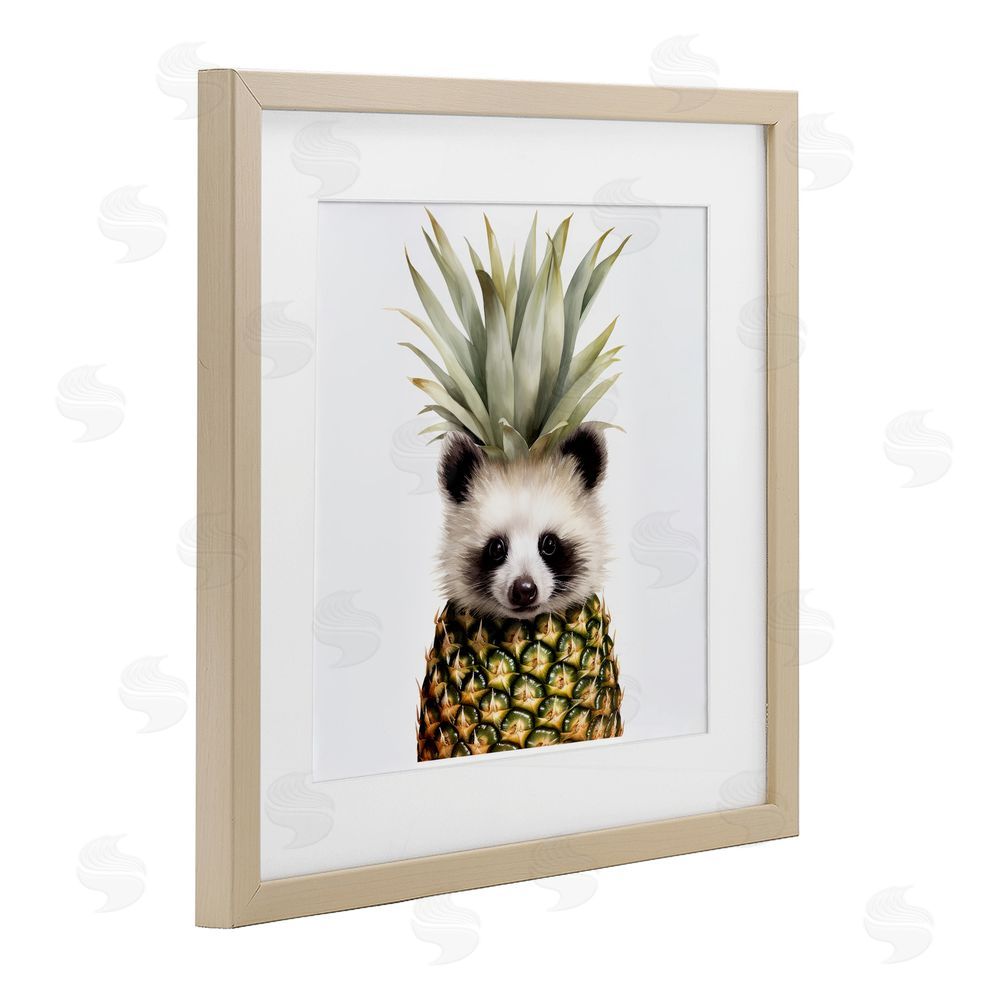 Lazar Studio Pineapple Panda Cub Brown Framed Print Under Glass Wall Art