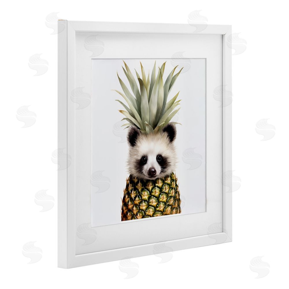 Lazar Studio Pineapple Panda Cub White Framed Print Under Glass Wall Art