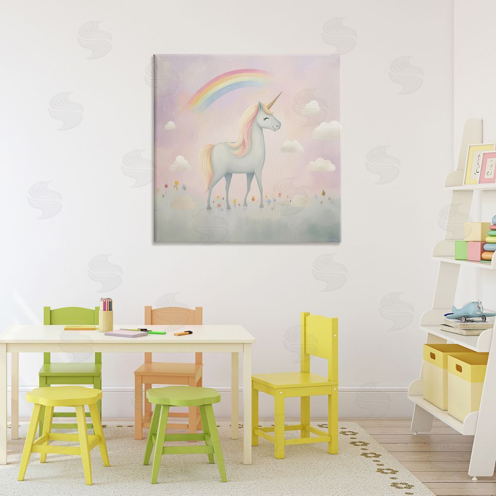 Lazar Studio Mystical Unicorn Dreams in Pastel Stretched Canvas Wall Art in Room