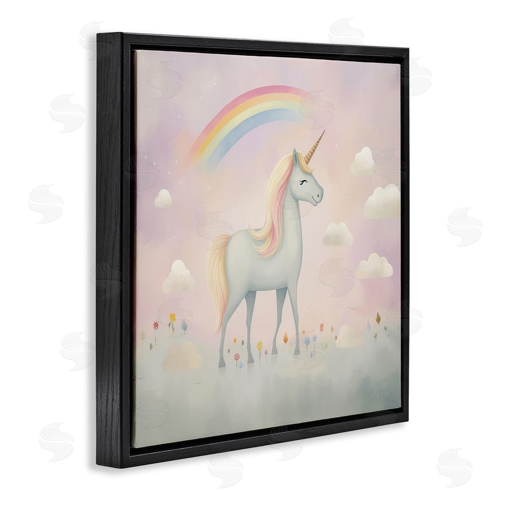 Lazar Studio Mystical Unicorn Dreams in Pastel Black Floating Framed Canvas Wall Art