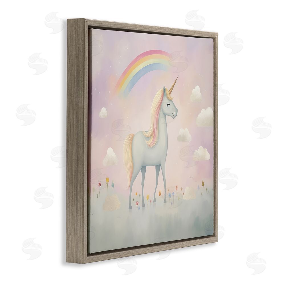Lazar Studio Mystical Unicorn Dreams in Pastel Brown Floating Framed Canvas Wall Art