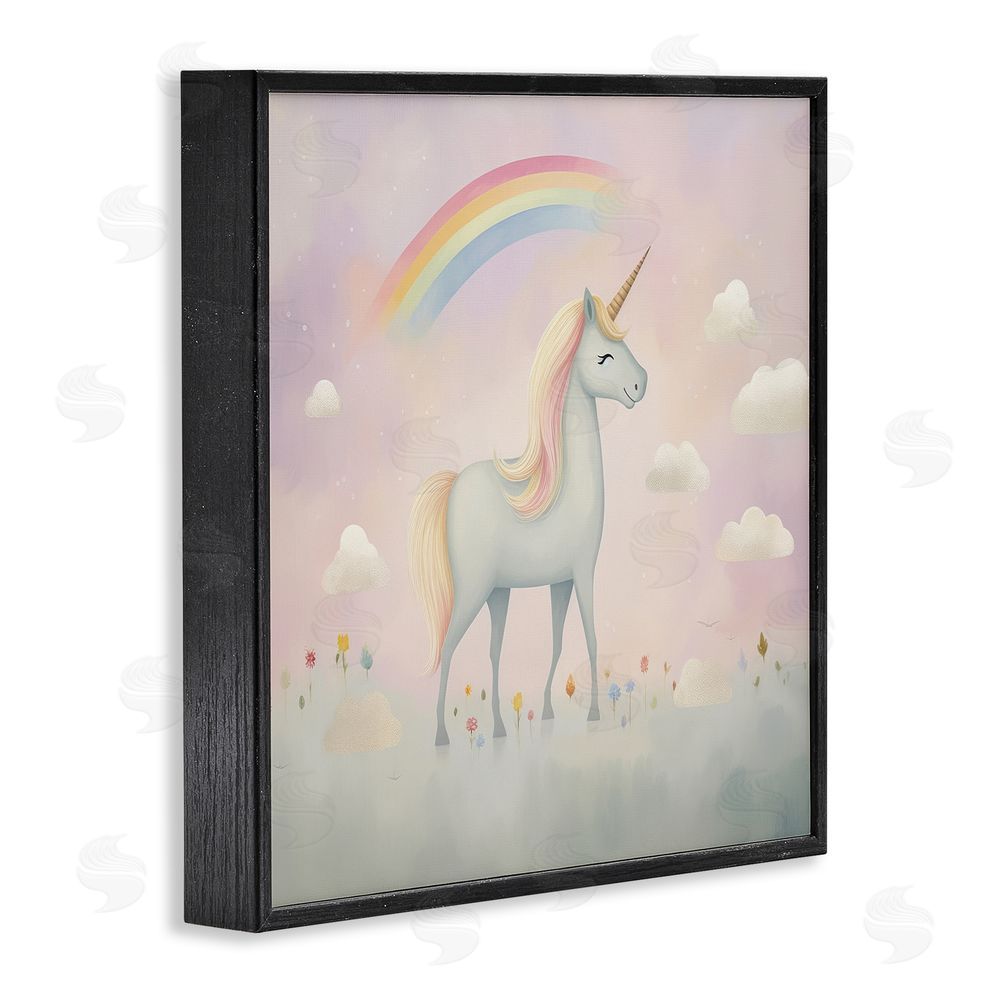 Lazar Studio Mystical Unicorn Dreams in Pastel Black Framed Giclee Wall Art