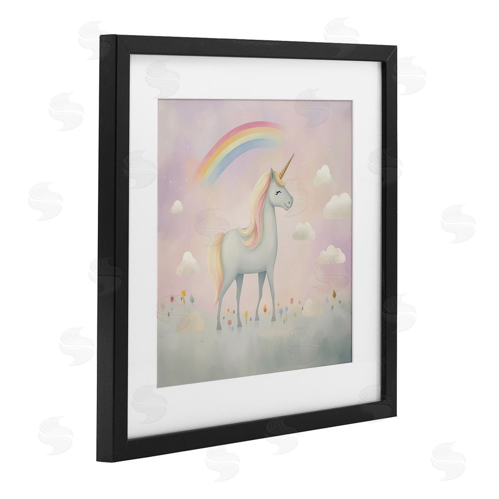 Lazar Studio Mystical Unicorn Dreams in Pastel Black Framed Print Under Glass Wall Art