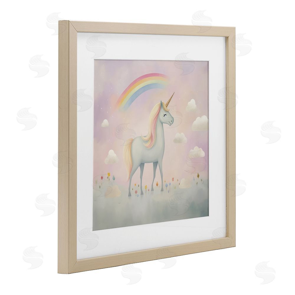 Lazar Studio Mystical Unicorn Dreams in Pastel Brown Framed Print Under Glass Wall Art