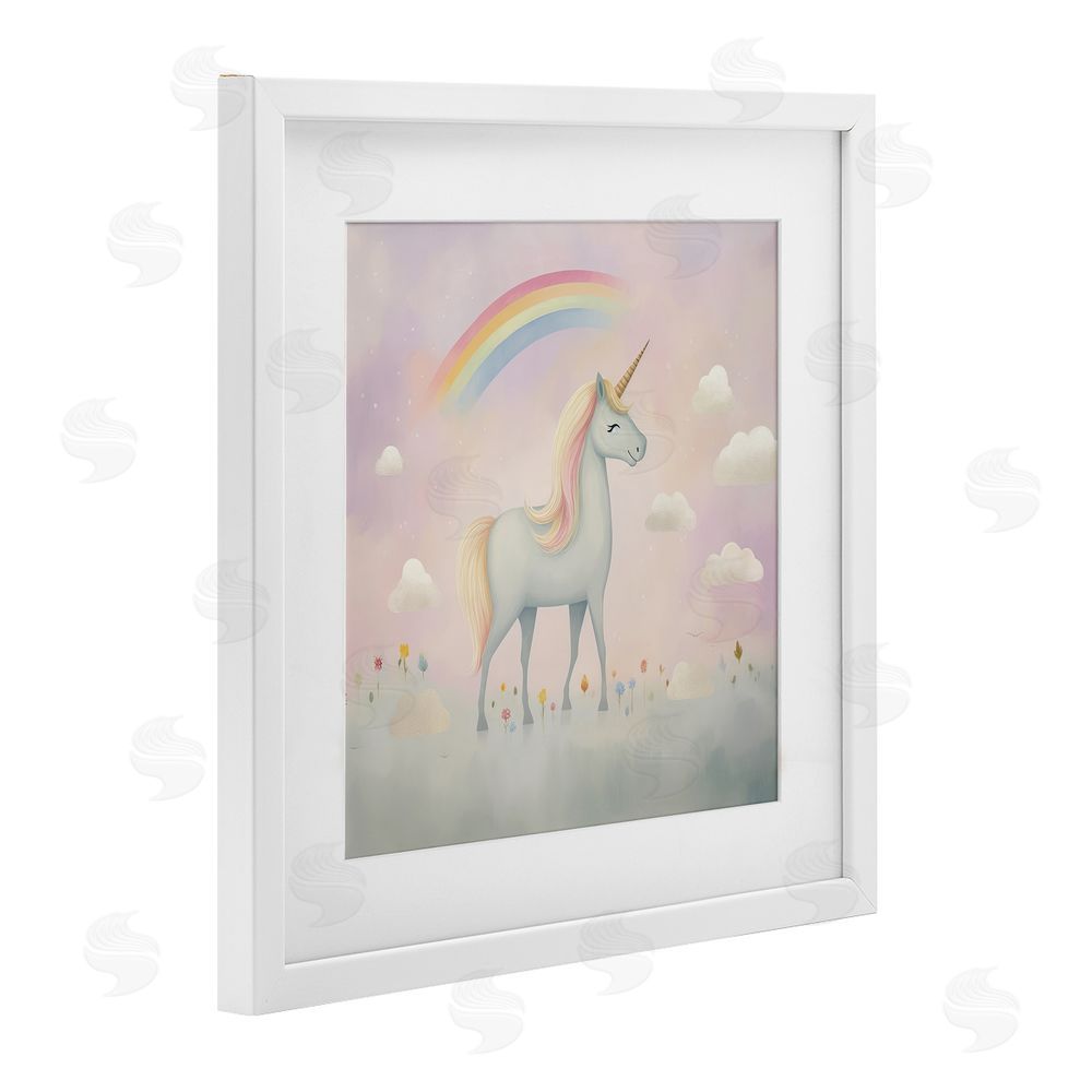 Lazar Studio Mystical Unicorn Dreams in Pastel White Framed Print Under Glass Wall Art