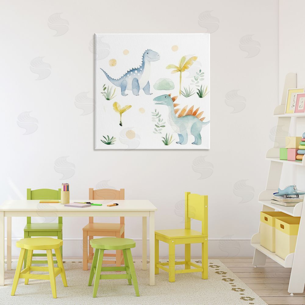 Lazar Studio Dino Wonderland Friends Stretched Canvas Wall Art in Room