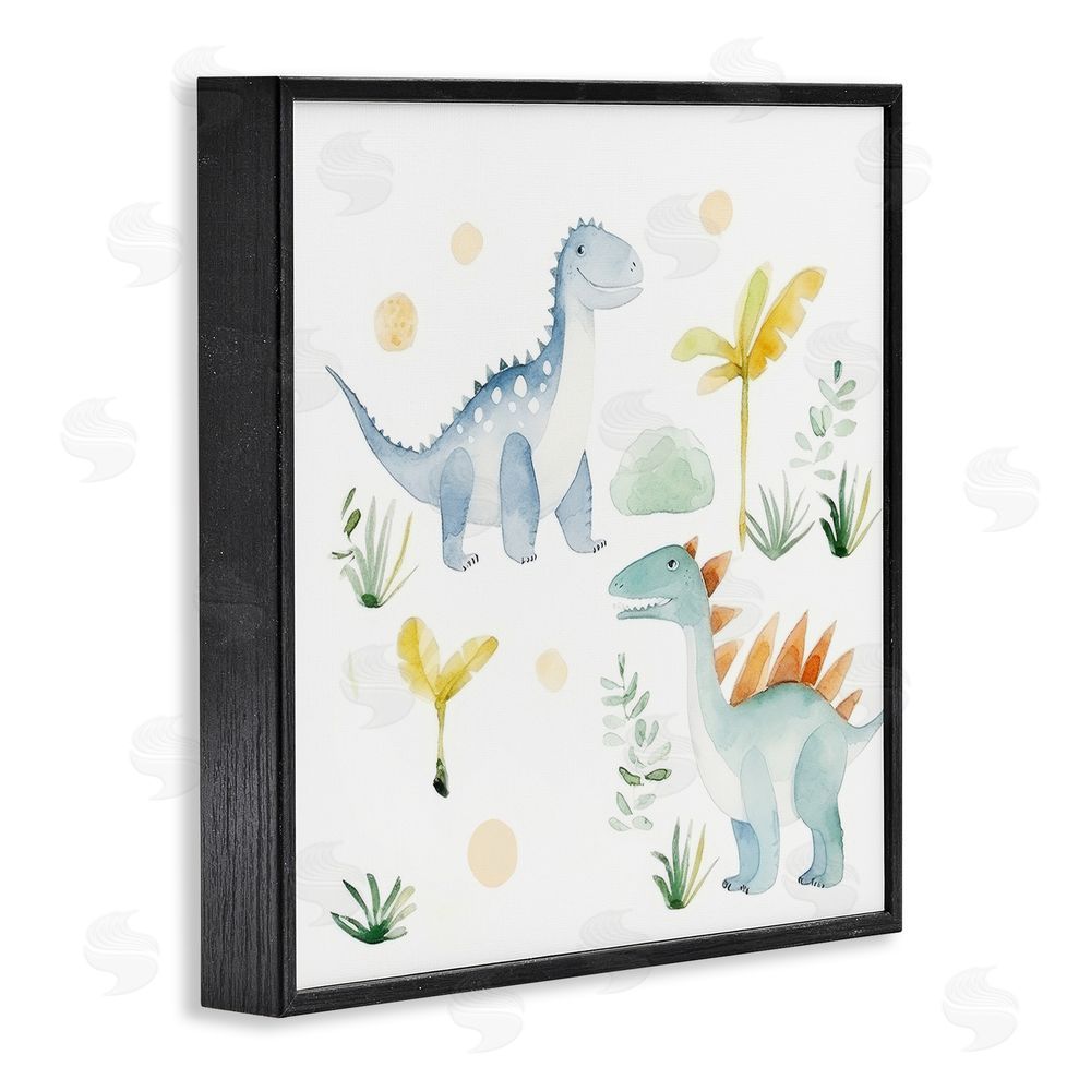 Lazar Studio Dino Wonderland Friends Black Framed Giclee Wall Art Print