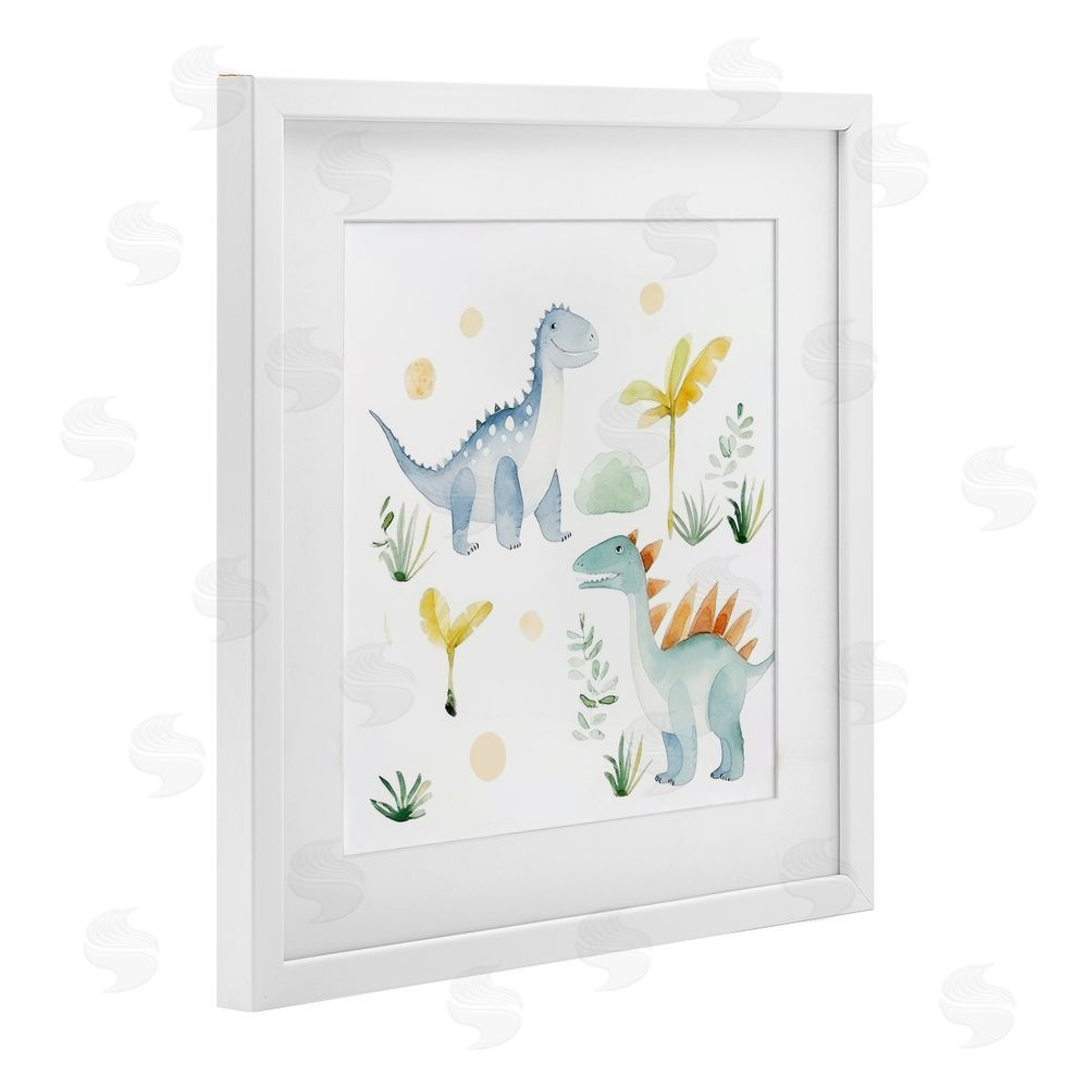 Lazar Studio Dino Wonderland Friends White Framed Print Under Glass Wall Art