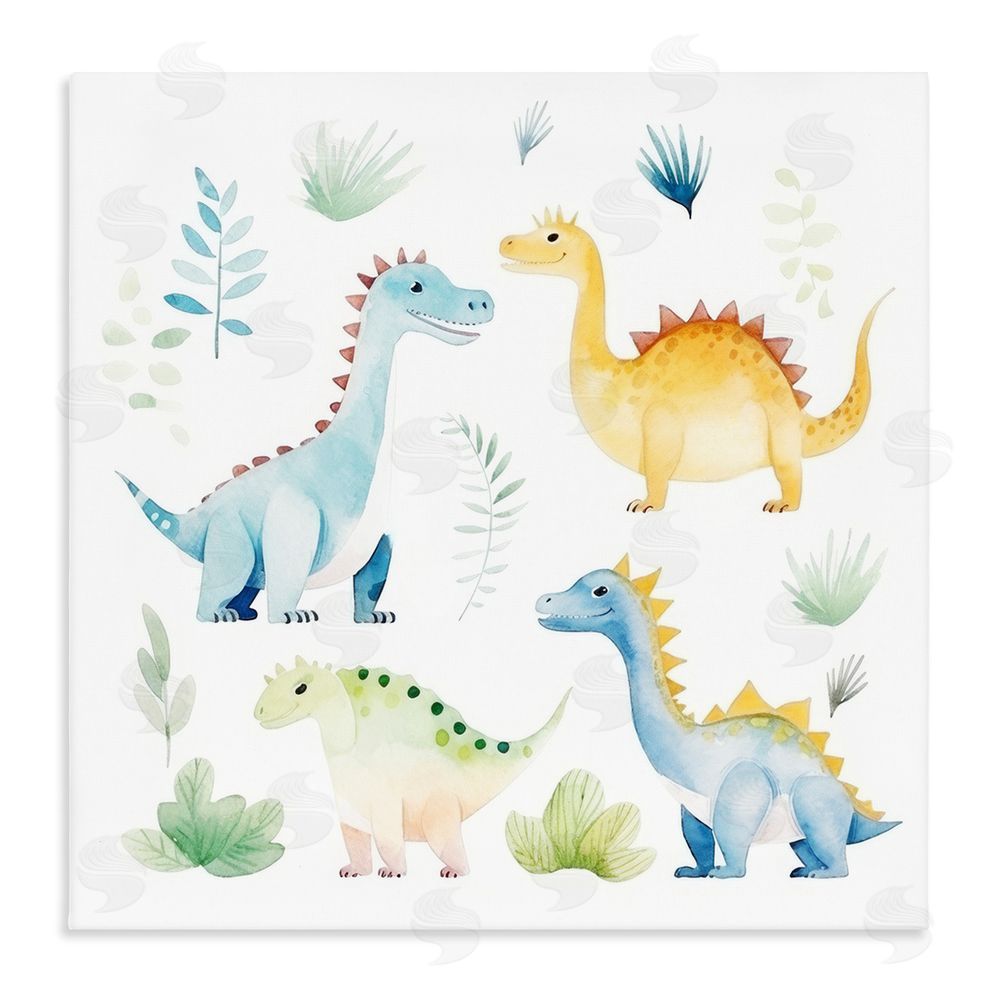 Lazar Studio Playful Dinosaur Wonderland Stretched Canvas Wall Art