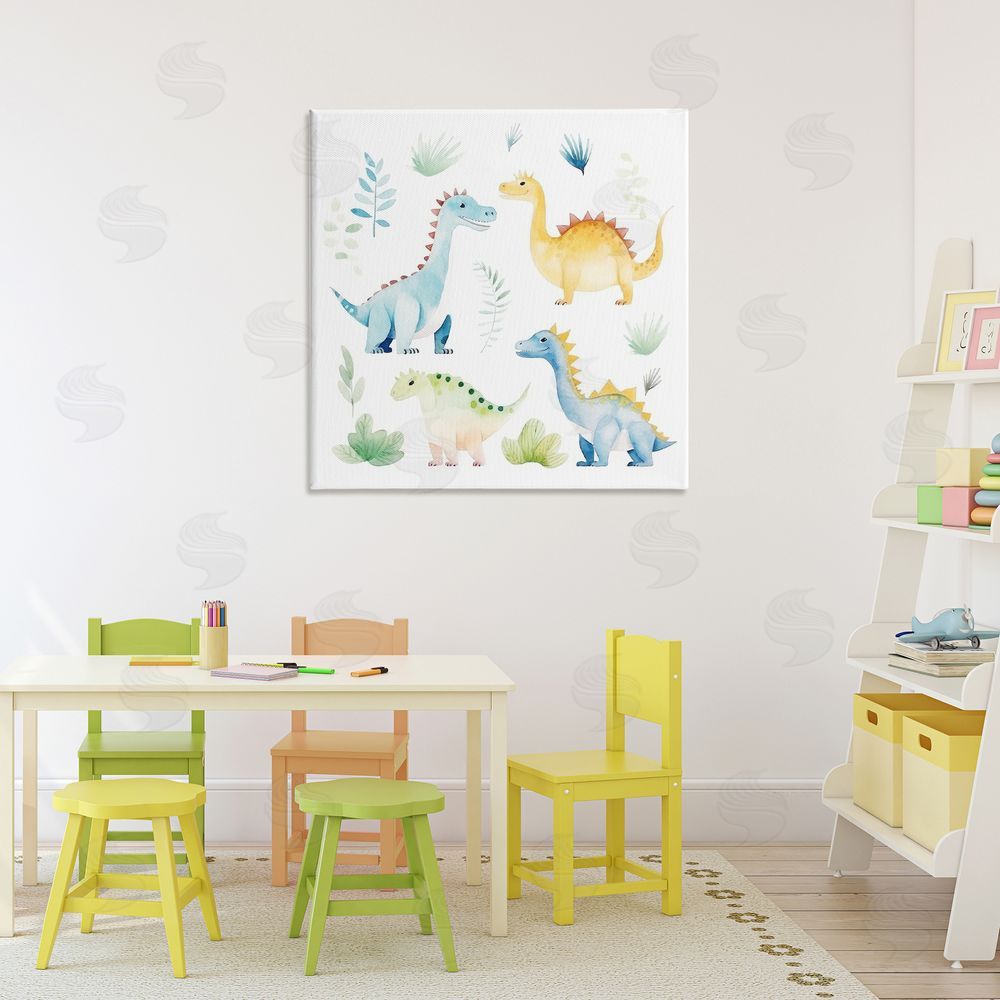 Lazar Studio Playful Dinosaur Wonderland Stretched Canvas Wall Art in Room
