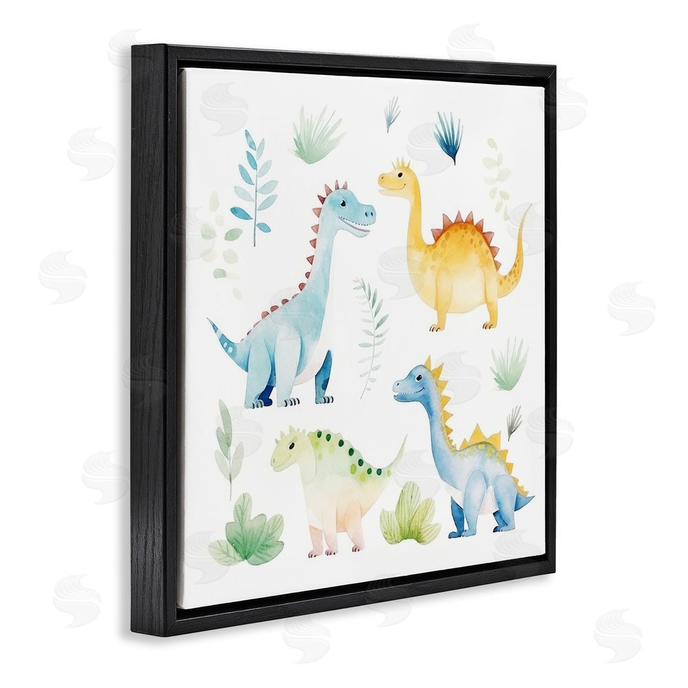 Lazar Studio Playful Dinosaur Wonderland Black Floating Framed Canvas Wall Art