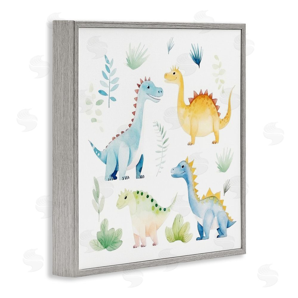 Lazar Studio Playful Dinosaur Wonderland Gray Framed Giclee Wall Art