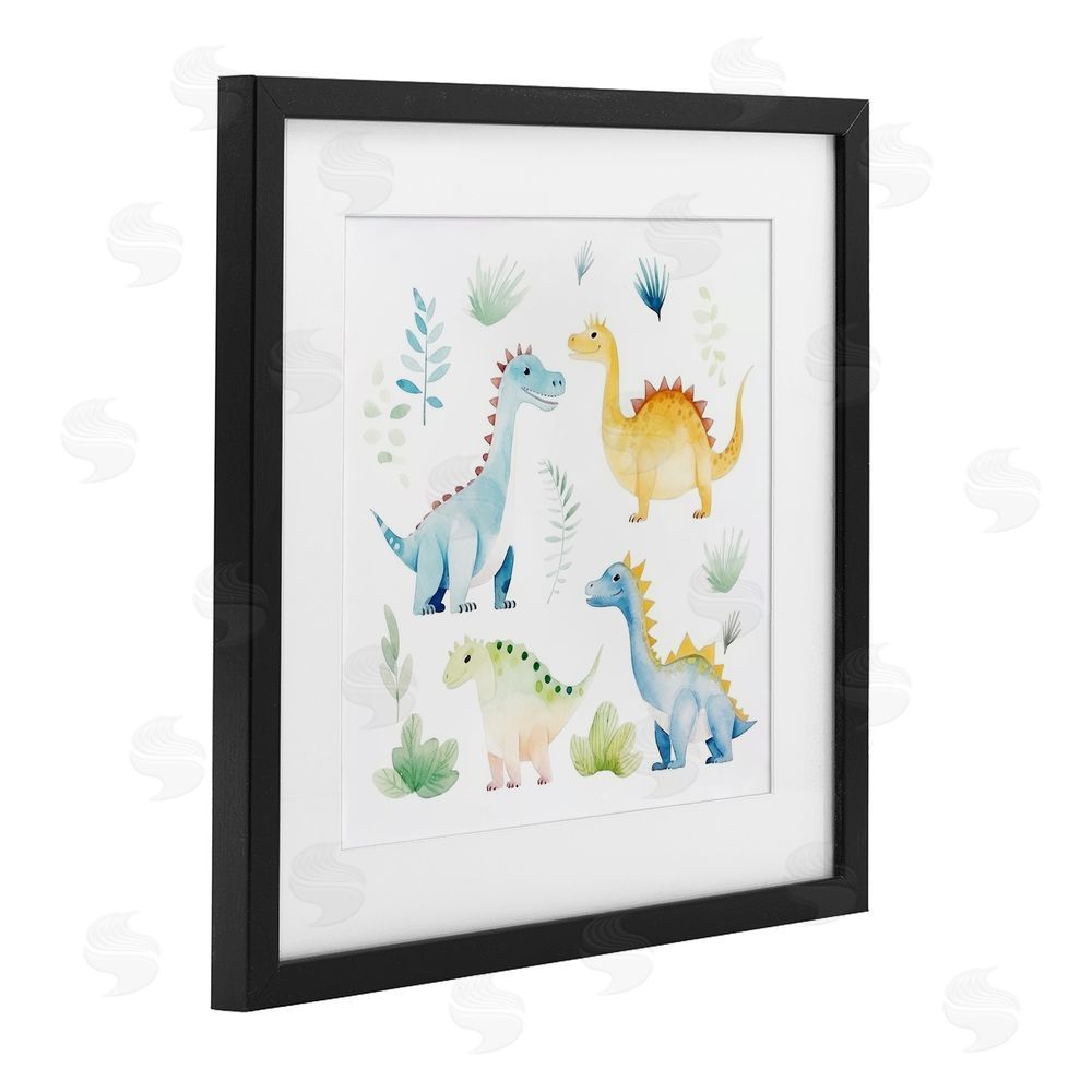 Lazar Studio Playful Dinosaur Wonderland Black Framed Print Under Glass Wall Art