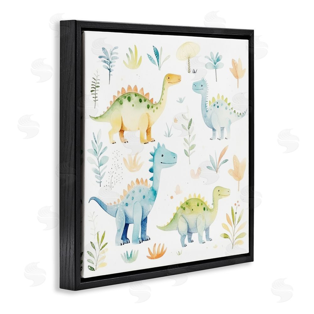 Lazar Studio Different Dinosaur Wonders Black Floating Frame Canvas Wall Art Print