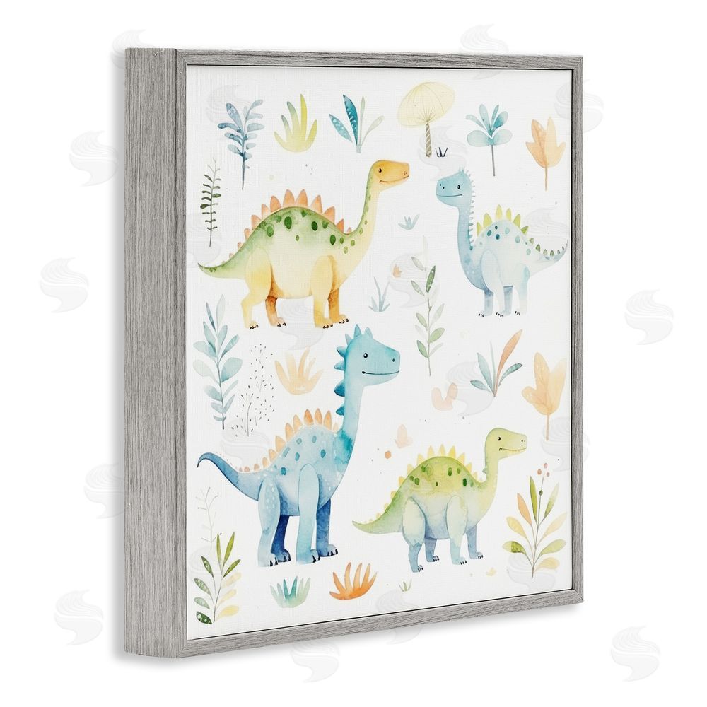Lazar Studio Different Dinosaur Wonders Gray Framed Giclee Wall Art Print