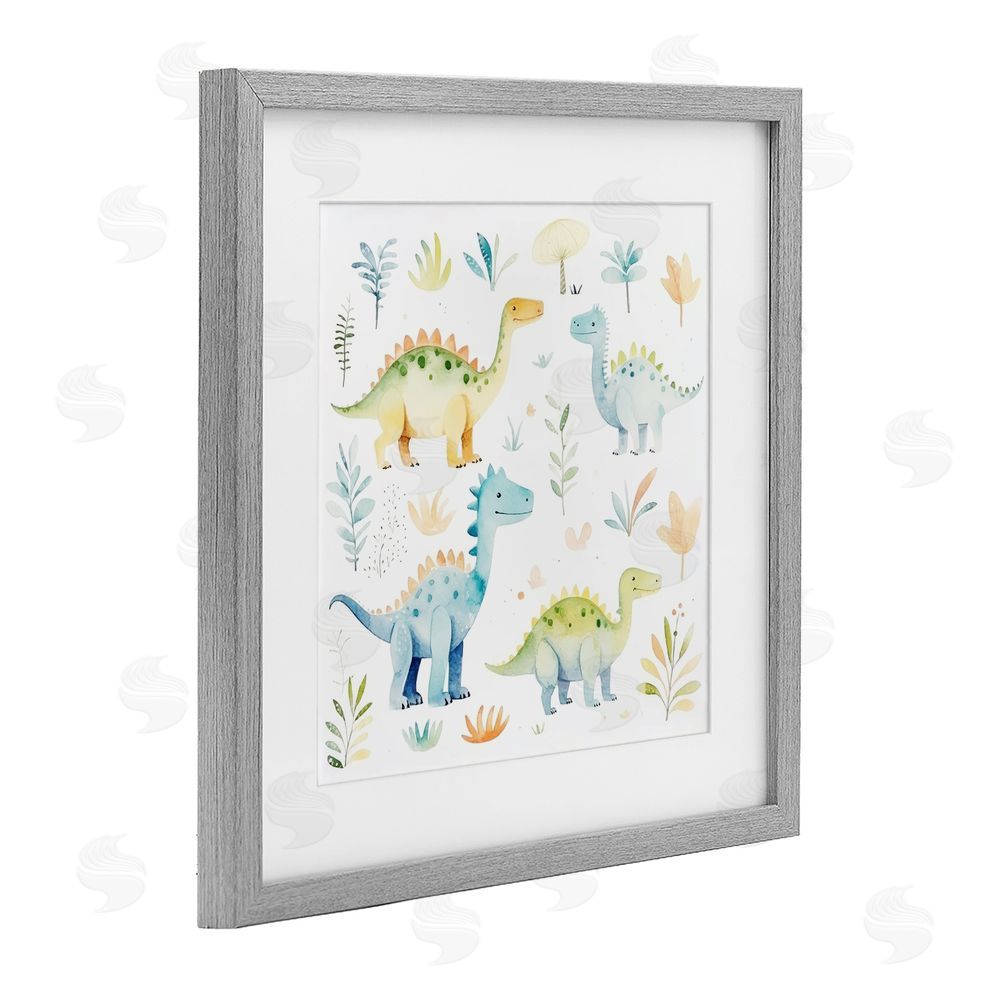 Lazar Studio Different Dinosaur Wonders Gray Framed Print Under Glass Wall Art