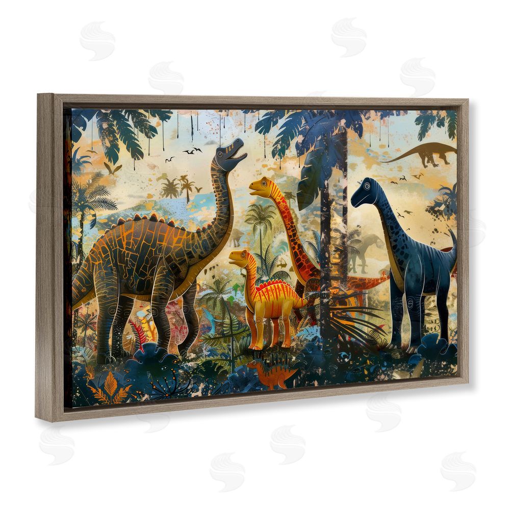 Lazar Studio Jurassic Journey in Nature Brown Floating Framed Canvas Wall Art