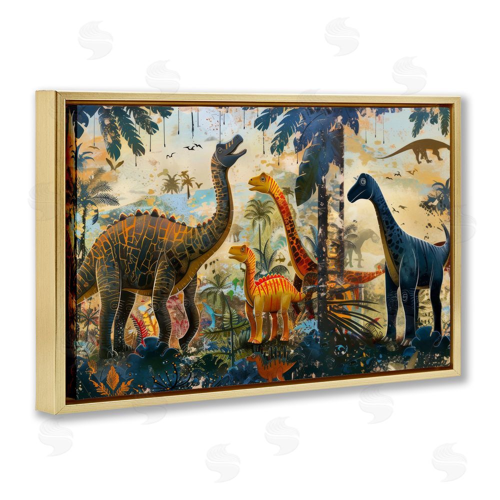 Lazar Studio Jurassic Journey in Nature Gold Floating Framed Canvas Wall Art
